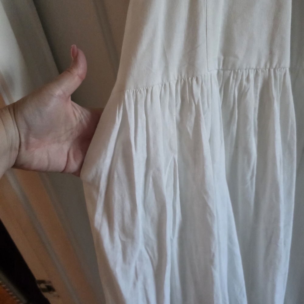 Free People Cream Button-Front Maxi Dress with Lace Back - Picture 3 of 8